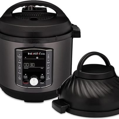 11-in-1 Air Fryer and Electric Pressure Cooker Combo with Multicooker Lids that Air Fries, Steams, Slow Cooks, Sautés, Dehydrates, & More