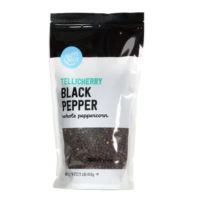 Happy Belly Tellicherry Black Pepper, Whole Peppercorn, 16 Ounces
