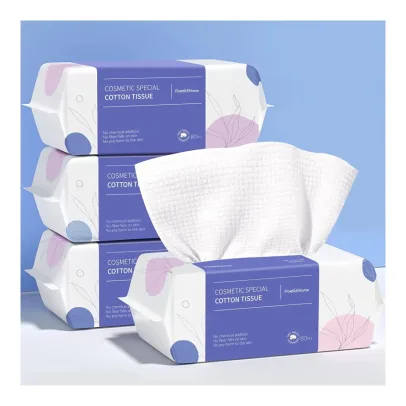PoeticEHome Extra Thick Cotton Dry Wipes, Disposable Face Towel Lint-Free Facial Tissue Cloths for Deeply Cleansing & Makeup Cleaning 4 PACK