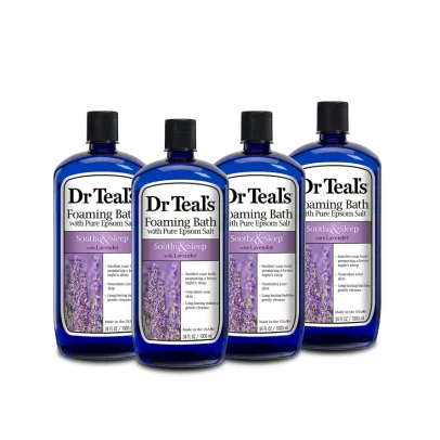 Dr Teal's Foaming Bath with Pure Epsom Salt, Soothe & Sleep with Lavender, 34 fl oz (Pack of 4)