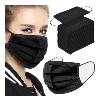 100PCS 3 Ply Black Disposable Face Mask Filter Protection Face Masks