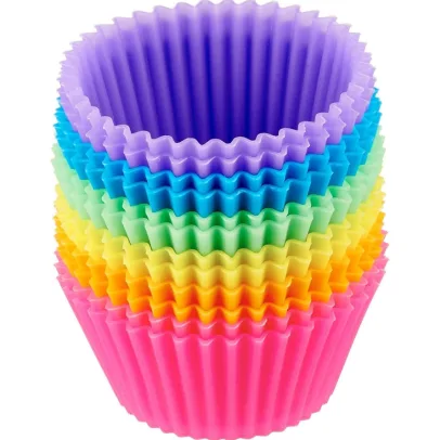 Basics Reusable Silicone Baking Cups, Muffin LinersPack of 12, Multicolor