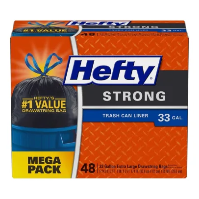 Hefty Strong Large Trash Bags, 33 Gallon, 48 Count