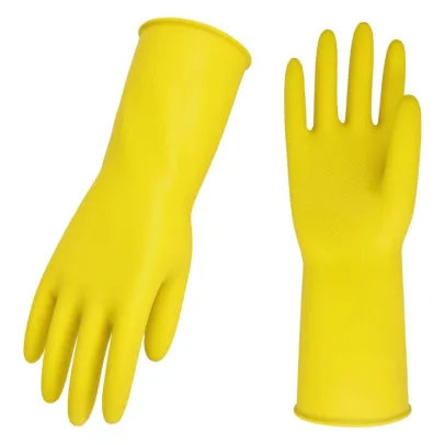Vgo... 10-Pairs Reusable Household Gloves, Rubber Dishwashing gloves, Extra Thickness, Long Sleeves, Kitchen Cleaning, Working, Painting, Gardening, Pet Care (Size M, Yellow, HH4601)