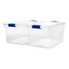 HOMZ Heavy Duty Modular Stackable Storage Tote Containers with Latching Lids, 66 Quart Capacity, Clear, 2 Pack