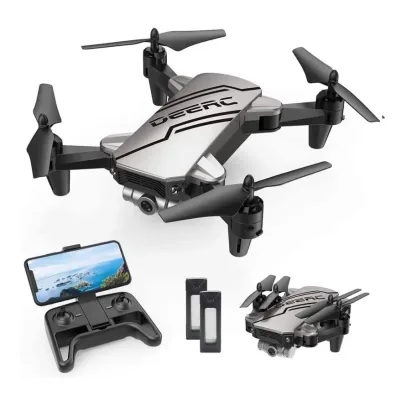 DEERC D20 Mini Drone for Kids with 720P HD FPV Camera Remote Control Toys Gifts for Boys Girls with Altitude Hold, Headless Mode, One Key Start Speed Adjustment, 3D Flips 2 Batteries, Silver