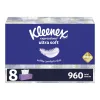 Kleenex Expressions Ultra Soft Facial Tissues, Soft Facial Tissue, 8 Flat Boxes, 120 Tissues per Box, 3-Ply (960 Total Tissues)