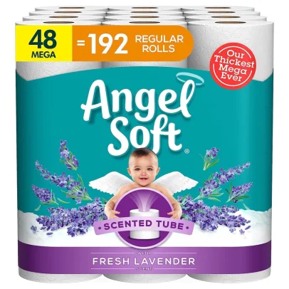 Angel Soft Toilet Paper with Fresh Lavender Scent, 48 Mega Rolls = 192 Regular Rolls, 2-Ply Bath Tissue