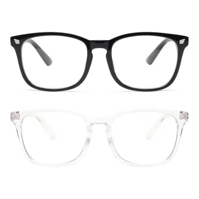 livho 2 Pack Blue Light Blocking Glasses, Computer Reading/Gaming/TV/Phones Glasses for Women Men,Anti Eyestrain & UV Glare (Light Black+Clear)