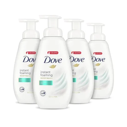 Dove Instant Foaming Body Wash for Softer and Smoother Skin Sensitive Skin Effectively Washes Away Bacteria While Nourishing Your Skin 13.5 oz Pack of 4