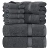Utopia Towels 8-Piece Premium Towel Set, 2 Bath Towels, 2 Hand Towels, and 4 Wash Cloths, 600 GSM 100% Ring Spun Cotton Highly Absorbent Towels for Bathroom, Gym, Hotel, and Spa (Grey)